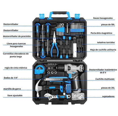 ToolMaster™ - Set de 126 Herramientas con Taladro Recargable