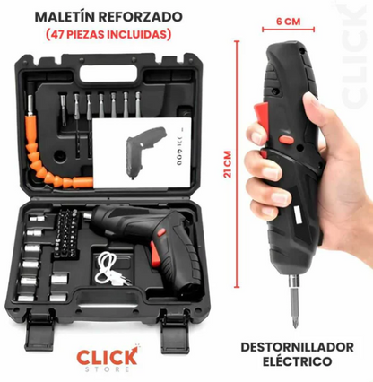 Power Kit™ - Destornillador Eléctrico Maletín con 47 Piezas